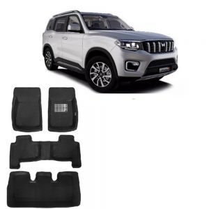 4.5D Car Floor Foot Tray Mats for Scorpio N  - Black